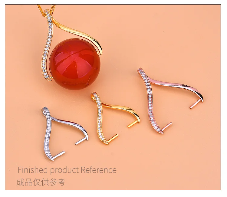 925 sterling silver simple and versatile inlaid zircon jade jade pendant button hand woven jewelry DIY