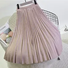 Двухслойная осенне-зимняя женская замшевая юбка длинные плиссированные юбки женские s Saias миди Faldas винтажные женские миди юбки