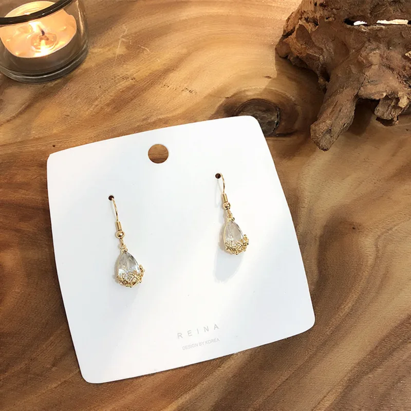 

Gold Round-shaped Eardrop Rhinestone Crystal Pendants Ear Stud Earrings 2019 Women's Fashion Jewelry Drop Shipping