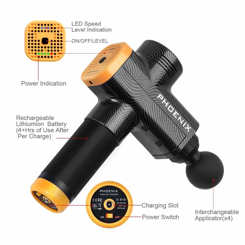 Tanie Phoenix A2 pistolet do masażu mięśni pistolet do masażu głębokich tkanek terapia pistolet ćwiczenia ból mięśni ulga odchudzanie ekspert