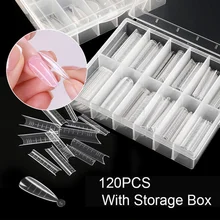 100/120Pcs Poly Nagel Gel Nagel Verlängerung Tipps Schnell Gebäude Mold Tipps Nagel Dual Formen Finger Erweiterung Nagel kunst UV Builder 2021