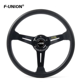 

Auto Universal 14inch 350mm Deep Dish Drifting Sport Steering Wheel Leather Surface Racing Style Car Accessories With Logo