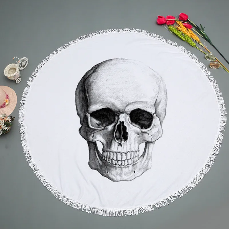 

Personality Cool Popular Horror Skull Beach Towel Quick-Drying Absorbent Bathroom Towel Shaped Smirk Gentleman Custom Carpet