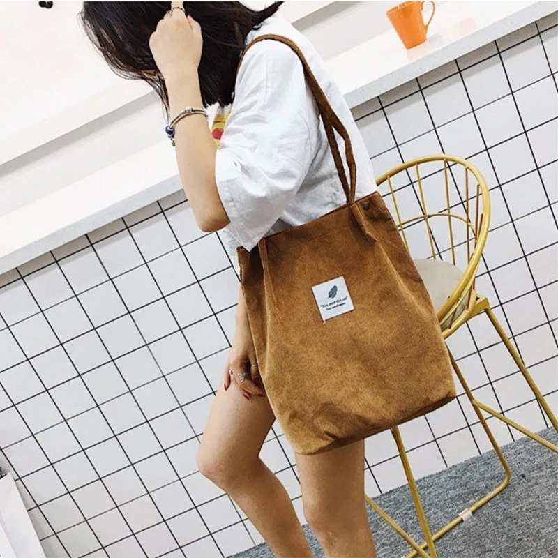 

Women Solid Corduroy Shoulder Bags Shopping Bag Tote Package Crossbody Bags Purses Casual Handbag For Women Bookbag