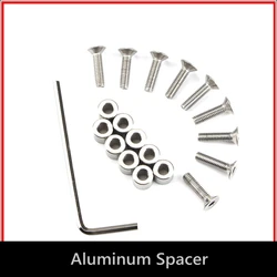 1 jeu/9 pièces d'entretoise en aluminium 6x6x3MM avec 9 vis M3 et clé en cadeau pour Prusa MK3, lit chauffant 6x6x3t 