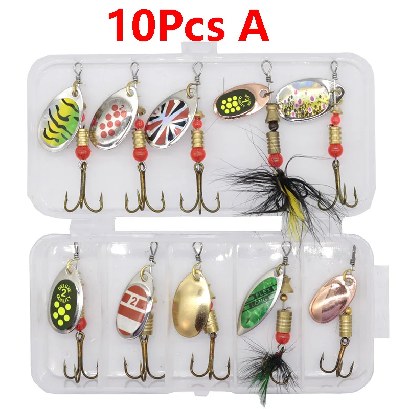 10/20/30pcs Mixed Rotating Spoon Fishing Metal Lures Spinner Artificial Sequins Baits Hard Bait For Bass Trout Perch Pike Carp