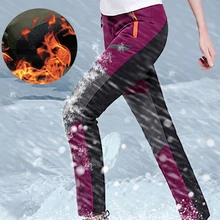 Быстросохнущие ветрозащитные женские лыжные штаны, теплые флисовые водонепроницаемые утепленные флисовые спортивные штаны для походов и прогулок на открытом воздухе