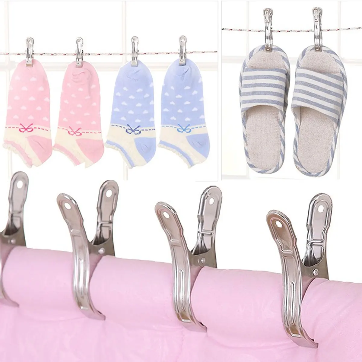 

Heavy Duty Stainless Steel Metal Clips Holders Anti Rust&Corrosion Durable Clothesline Clothespins Peg Clamps Home Accessories