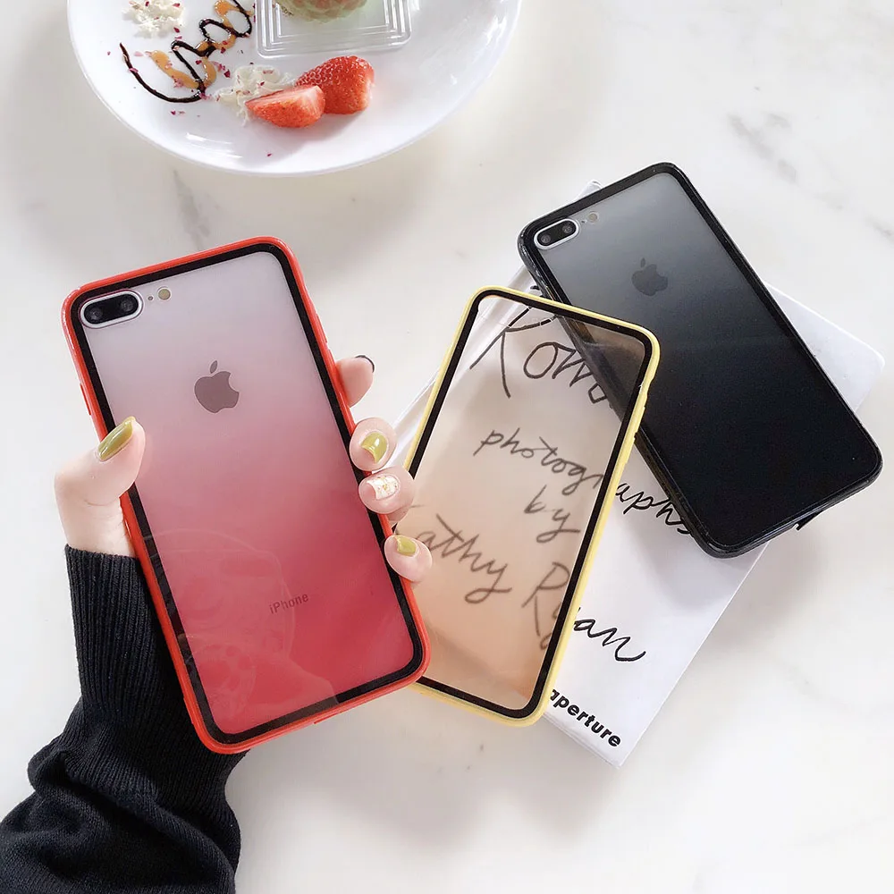 

Gradient Tempered Glass Case For iPhone XR X XS Max 6 6S Plus Bumper Shockproof Glass Phone Cases Cover For iPhone XR X 7 8 Plus
