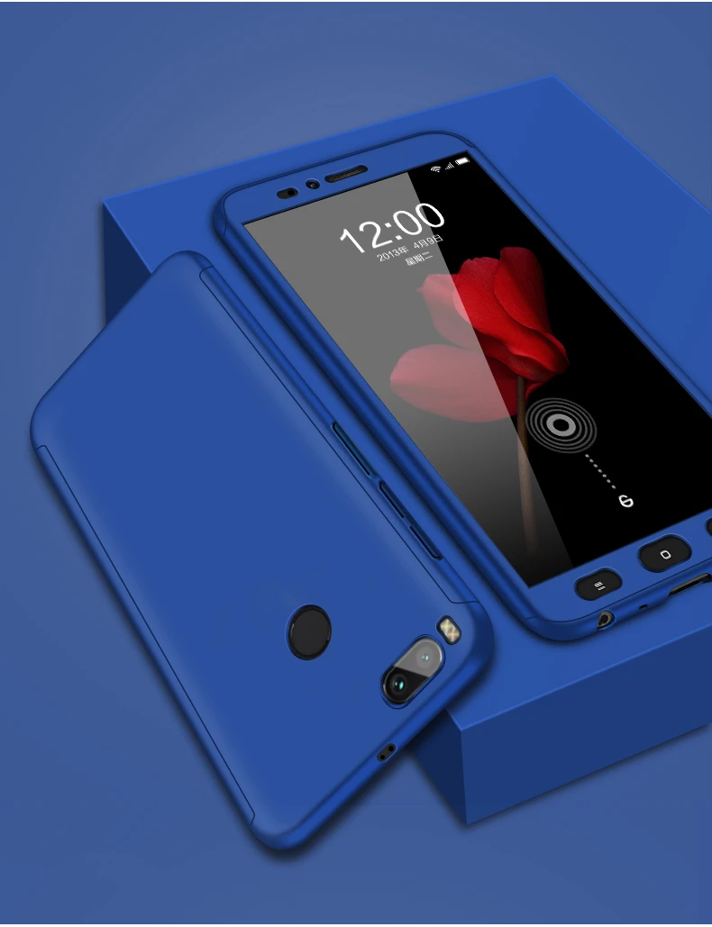 360 полный защитный чехол для телефона для Xiao mi A1 A2 8 9 Lite SE Max2 3 противоударный полный Чехол для mi 5S Play CC9E F1 чехол s со стеклом - Цвет: Blue