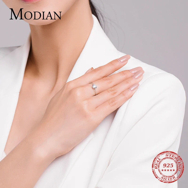 Silver Rings 5 Style Clear CZ Link Chain 925 Sterling Silver Adjustable Charm Gold Color for Women Wedding