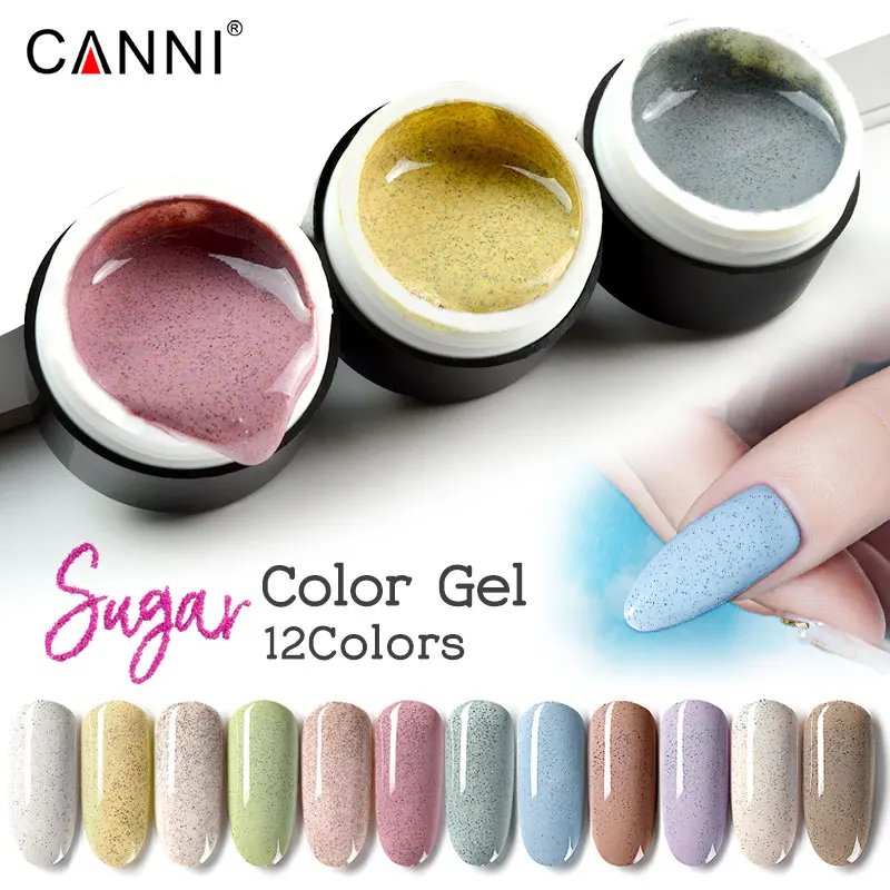 Гель-лак CANNI Sugar 5 мл в банке для нейл-арта маникюра и рисования 12 цветов нюдового
