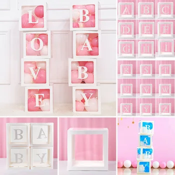 

1Pc Transparent Square Cardboard Box Balloon Box for Baby Shower Christening Birthday Party Decor TN99