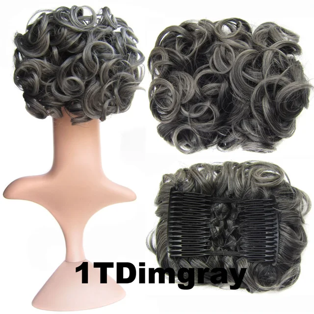 1TDimgray Similler короткие грязные кудрявые волосы булочка легко растягиваются расчески для волос заколки для наращивания шиньон поднос конский хвост шиньон - Цвет: 1TDimgray
