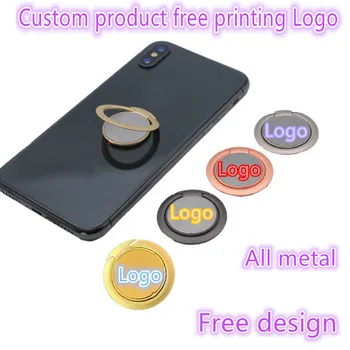 

100pcs Customized products free print logo All metal circle mobile phone ring buckle finger ring