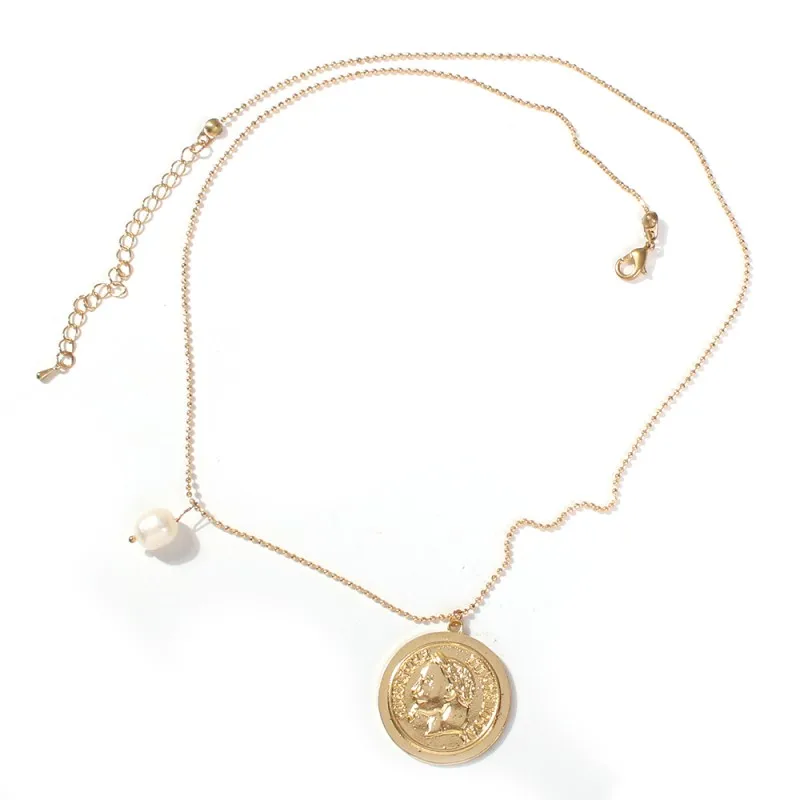 Ожерелье с жемчугом для пресной воды, Женские Ювелирные изделия, модное золотое ожерелье с головой человека, свисающее ожерелье, массивные аксессуары Bijoux N7089