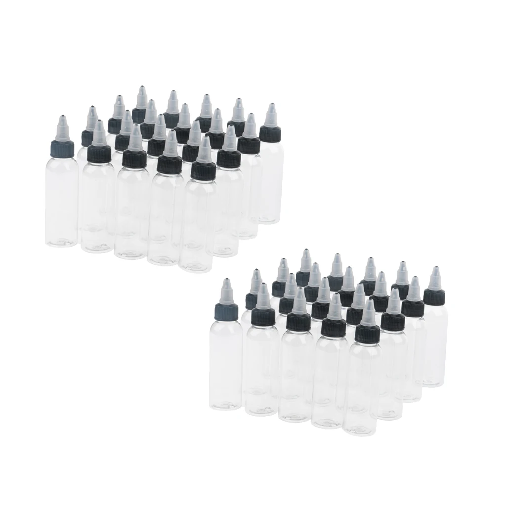 40pcs Plastic Empty Liquid Solvent Bottles With Twist Top Caps Leak Proof