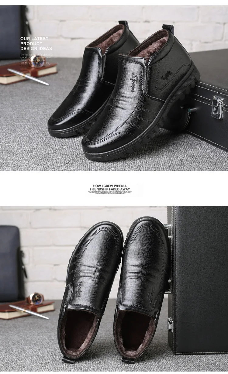 Luxury Brand Men Winter snow Boots Warm Thicken Men's Ankle Boots bot Fashion Male Business Office Formal Leather safety Shoes