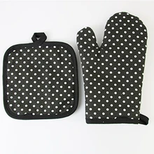 Нескользящие подарочные перчатки, анти ожоги, коврик в горошек, Висячие кухонные, утолщенные, для выпечки, моющиеся держатели горшков, набор для духовки, изолированный
