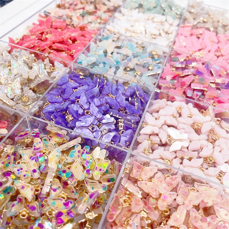 14*14MM Multicolor Acrylic Butterfly Pendant Cute Animal Charm DIY Butterfly Earring Jewelry Making Supplies 10Pcs jewelry charms animal charms acrylic charms