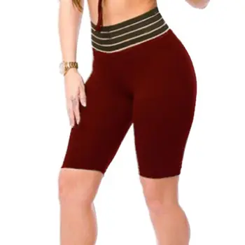 

Women High Waist Striped Tummy Control Skinny Sport Pants Solid Color Ruched Butt Lift Yoga Biker Shorts Fitness Tights Leggings
