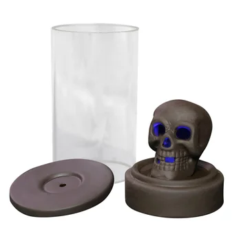 

1pc Decorative Skull Censer Red Porcelain Backflow Censer Skull Head Incense Burner Windproof LED Lampshade