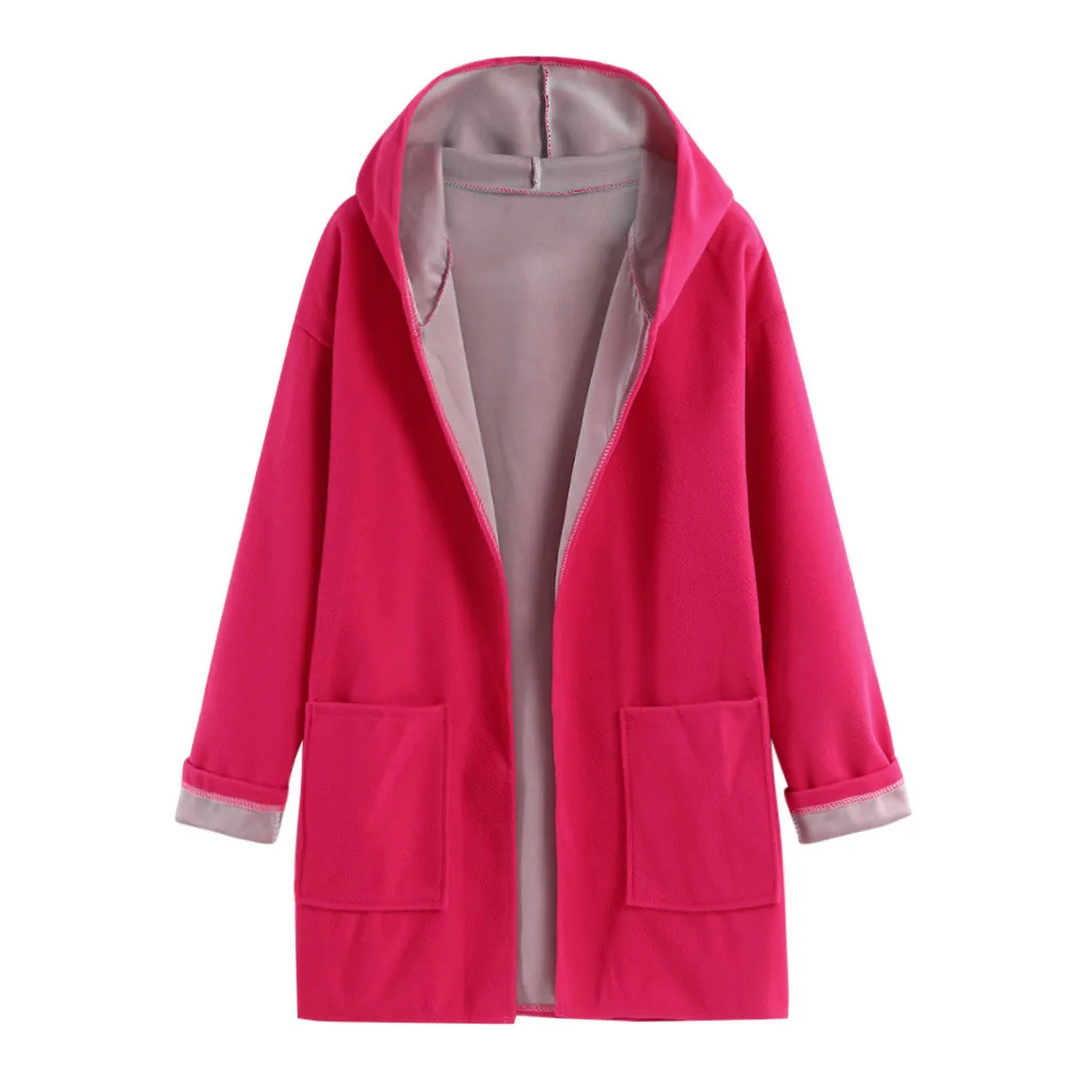 Осенне-зимняя женская шерстяная куртка размера плюс, модное пальто, куртка средней длины большого размера, Свободное пальто с открытой передней частью, Chaqueta Mujer