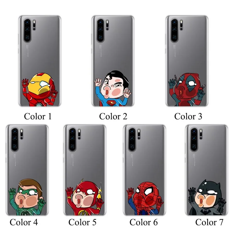 Забавный силиконовый чехол для huawei P30 P20 P10 P9 Pro Lite Plus прозрачные мягкие полуобернутые Чехлы паук Дэдпул Железный человек Coque