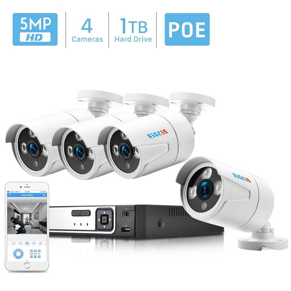 

BESDER H.265 5MP 2592*1944 Surveillance CCTV System 48V PoE 4CH NVR Kit 5MP 3MP 2MP Waterproof Outdoor Bullet PoE Cameras H.265