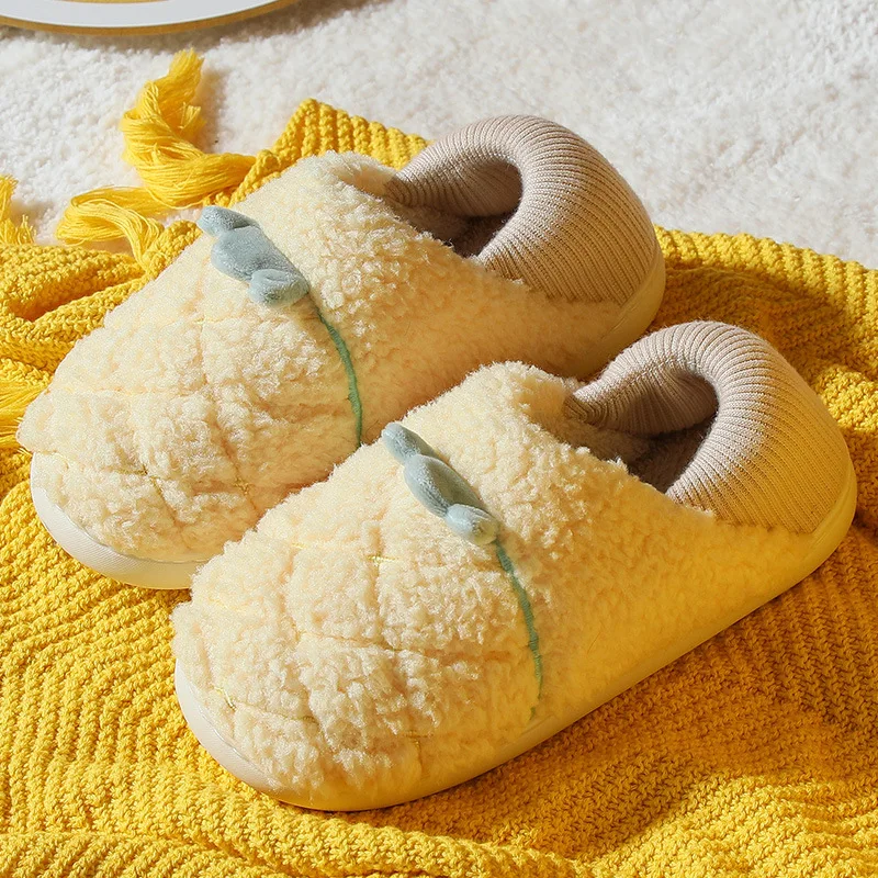 

Men's and Women's New Cotton Slippers for Autumn and Winter Indoor Home Furnishing Plush Non-slip Warm Bag and Couple Shoes