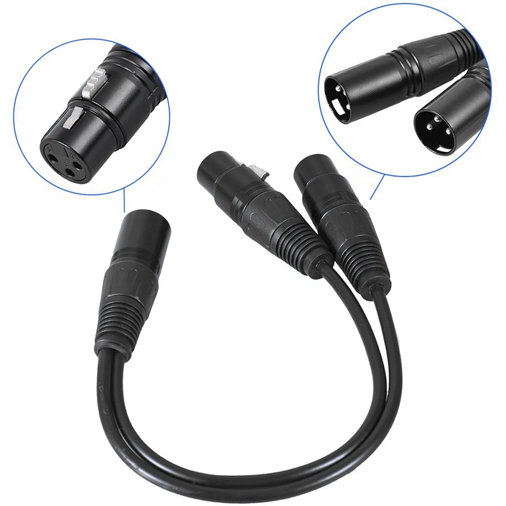 1' XLR 3-контактный со штекера на гнездо 2 двойной штекер Y сплиттер микрофоном DJ Переходный кабель
