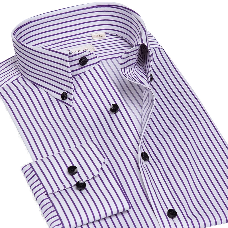 Крошечная эластичная немнущаяся фиолетовая мужская полосатая рубашка DEEPOCEAN с