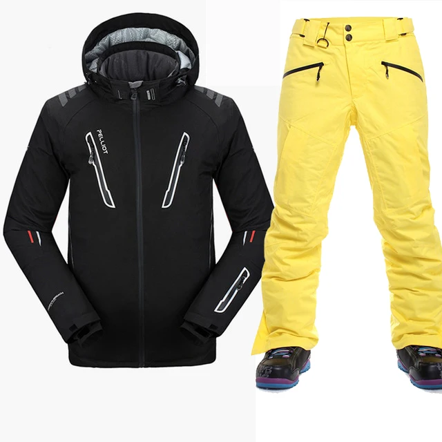 Лыжный костюм для мужчин Pelliot лыжная куртка+ Saenshing сноуборд брюки дышащий Лыжный Сноубординг зимний комплект супер теплый водонепроницаемый - Цвет: BLK6