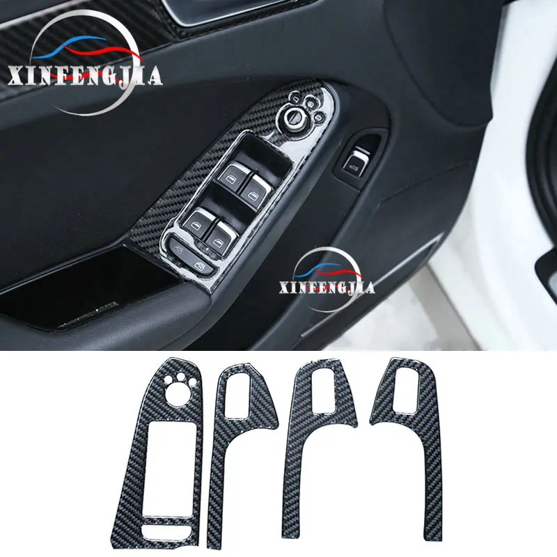 Для Audi A5 A4 B8 09- 4 шт углеродное волокно двери подлокотник окно Лифт крышка отделка