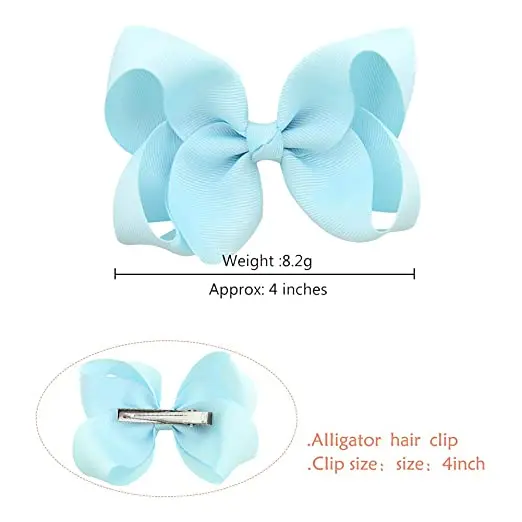 2 Teile/los 4 Zoll Solide Farben Haar Bögen Mit Haar Clips Für Mädchen Geschenk Boutique Band Bögen DIY Haar Decor kinder Haar Zubehör – Detail 6