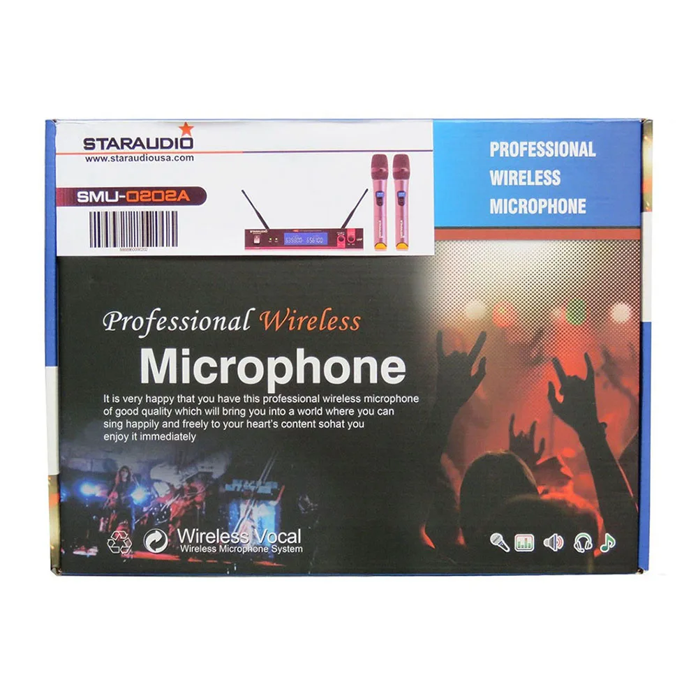 STARAUDIO 2 канала UHF Ручной беспроводной микрофон системы 2CH UHF микрофон для сцены KTV церковная песня вечерние SMU-0202A