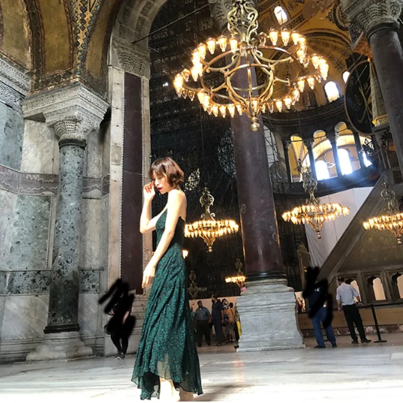 

Leopard Print Slip Dress Women Sexy Backless Long Dress Summer Fashion Female Clothing