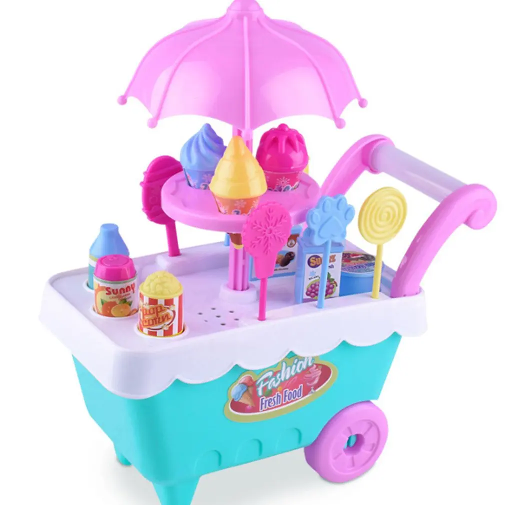 

1pcs Kids Pretend Role Play Toys Simulation DIY Candy Ice-Cream Trolley Set Learning Educational Toy for Children Birthday Gifts