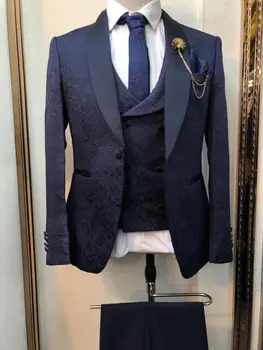 

Custom Made Men Suits Shawl Lapel Groom Tuxedos Pattern Best Men Wedding Groomsmen ( Jacket+Vest+Pants+Tie ) E175