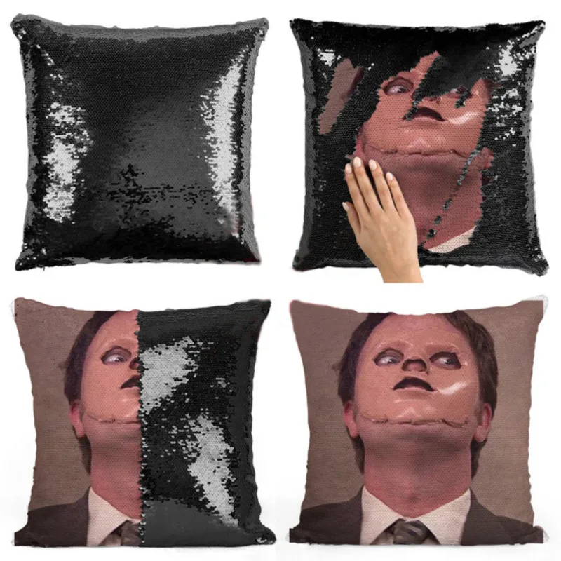 

Dwight Schrute Mask Sequined Pillow Sequins Pillow Cover Two Color Cushion Gift For Your Gift For Him Pillow Magic Cushion