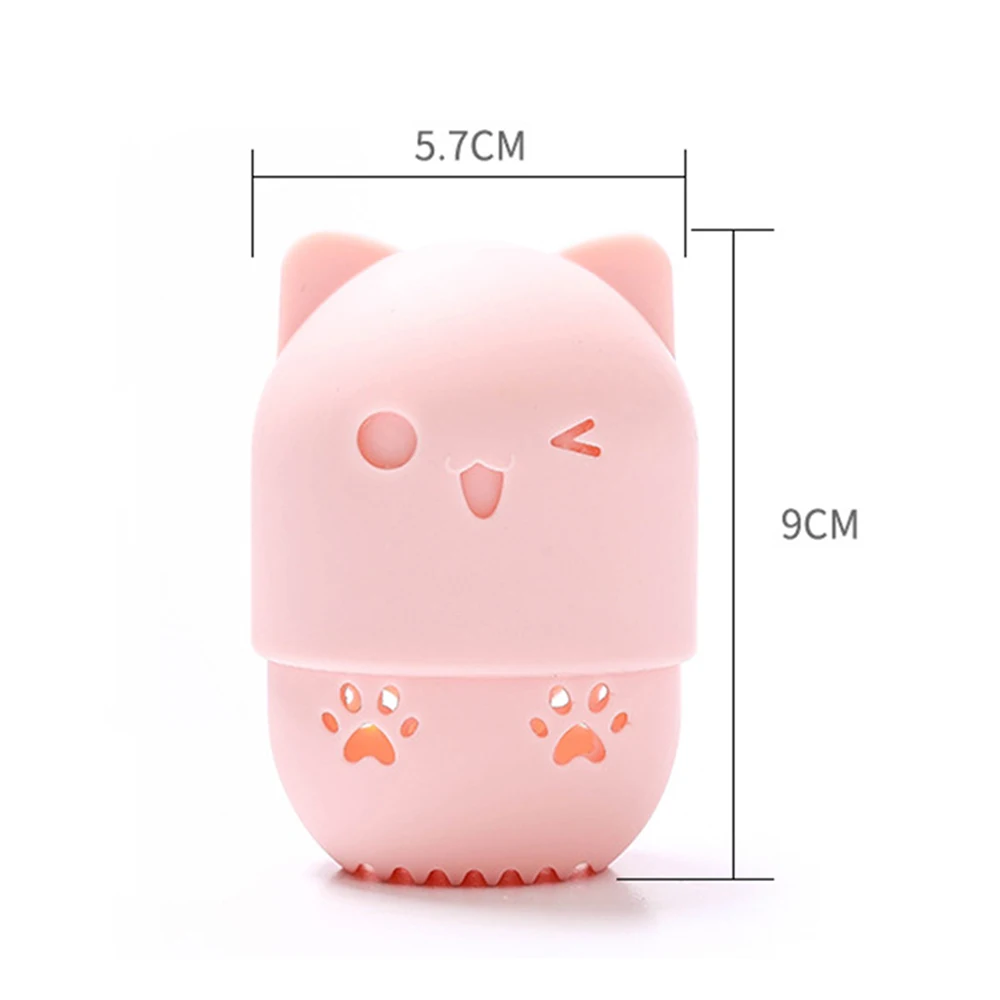 Beauty Powder Puff Kitten Portable Soft Silicone Blender Holder Sponge Makeup Egg Drying Case Cosmetic Blender Sponge Box Holder