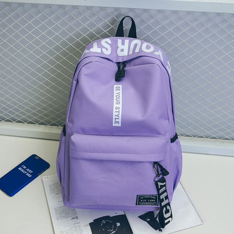 Purple Модная школьная сумка для мальчиков и девочек, школьные рюкзаки для женщин и мужчин, сумки через плечо для студентов, школьная сумка, рюкзак, Mochila WBS807 - Цвет: Purple