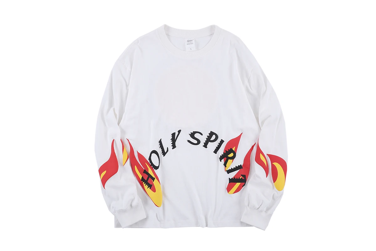 Kanye West, Holy Sprirt, пламя, Xxxtentacion, Мужская толстовка, Harajuku, пуловер, уличная одежда, с круглым вырезом, шерпа, толстовки, пара, худи - Цвет: Белый