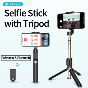 

ROCKSPACE Bluetooth Selfie Stick Tripod Stand For Phone With Remote Control Retractable Adjustable Rotatable Portable Mini Mount