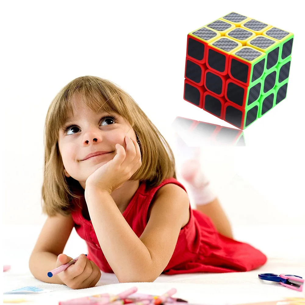 Обучающие игрушки для детей 3x3x3 speed Cube наклейка из углеродного волокна для гладкой Волшебная кубическая мозаика W809