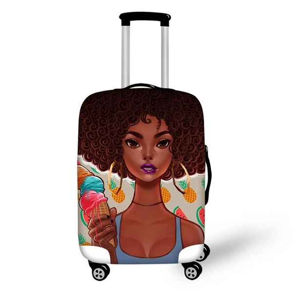 HaoYun мультяшный пыленепроницаемый багажный чехол для девочек в африканском стиле, чехол для чемодана, афро-художественный дизайн, водонепроницаемые дорожные аксессуары - Цвет: CDWX3987LMS