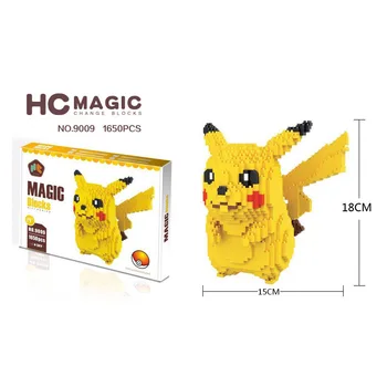 

HC 9009 Pikachu Yellow Mosue 3D Model 1650pcs DIY Mini Diamond Building Small Blocks Bricks Assembly Kits Toy for Children Gifts