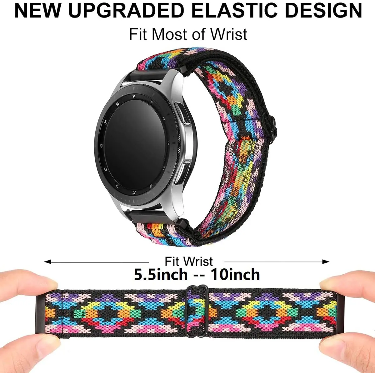 Nylon strap For Samsung Galaxy watch 4/classic/46mm/Active 2/Gear S3/amazfit Adjustable Elastic bracelet Huawei GT 2/3 Pro band 3