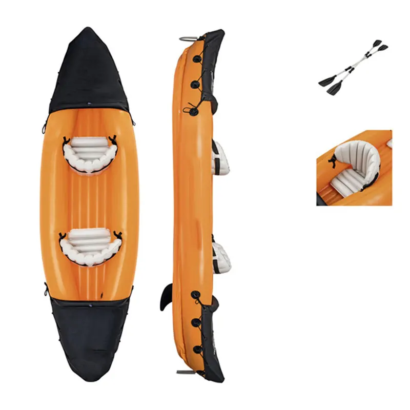 Rafting Inflatable Canoe Fishing Boat Portable Water Sports With Paddle Air Pump 2 People Rowing Boat Orange