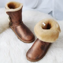 Брендовые женские зимние ботинки из натуральной овечьей кожи; ботинки из овечьей кожи; зимние ботинки с кисточками и пуговицами; зимняя водонепроницаемая обувь из овечьей шерсти на плоской подошве